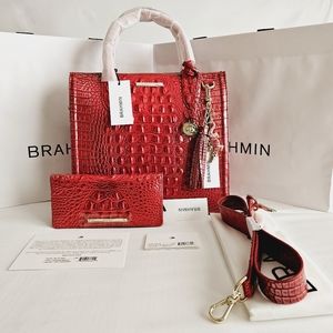 NWT Brahmin Heartbreaker Caroline Melbourne w/Ady Wallet & Croc Charm Tassel